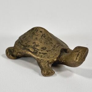 Vintage Mid-Century Brass Tortoise Figurine‎ Miniature 2" Turtle Desert Art